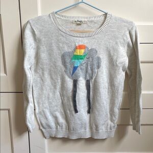 The Bonnie Mob Gray Sweater with Rainbow Cloud Design